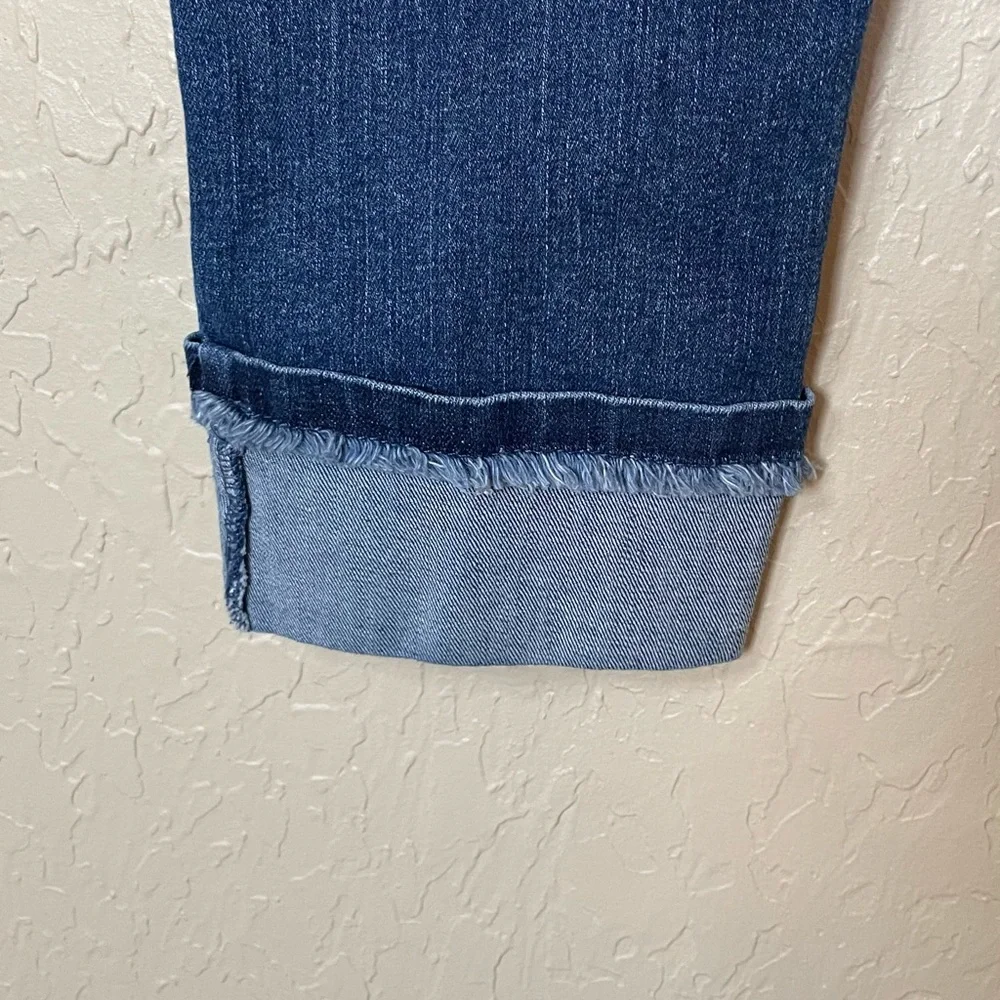 Karl Laderfeld Paris Cropped‎ Denim Fringe Accent Blue Jean Cuffed Women Size 10